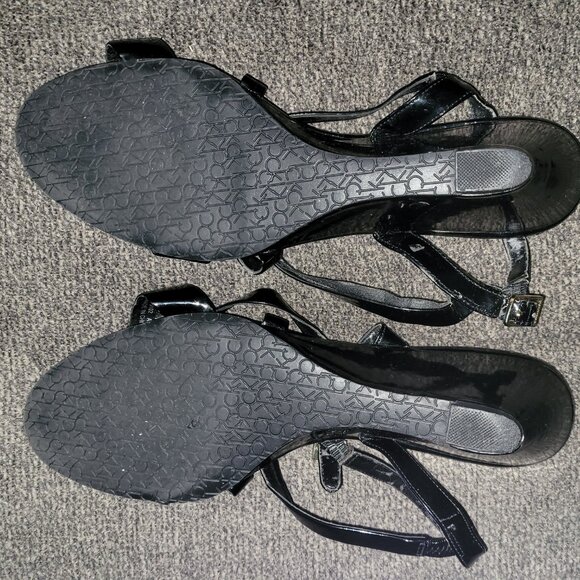 COPY - Calvin Klein Black Wedge Strappy Sandals 2.5" Heel - Picture 5 of 12